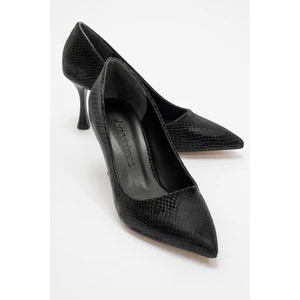Kadın Stiletto Ayakkabı Siyah Yılan Sim