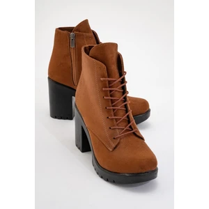 Bağcıklı Kadın Topuklu Bot TABA SÜET