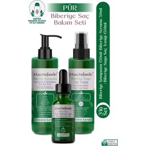 Biberiye Saç Bakım Seti Pür - Biberiye Şampuan 150 ml + Biberiye Suyu Saç Toniği 150 ml  (11 Bitki Ekstraktlı ) + Biberiye Serumu 50 ml