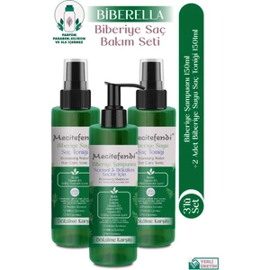 Biberiye Saç Bakım Seti Biberella - Biberiye Şampuan 150 ml + Biberiye Suyu Saç Toniği  (150 ml x 2 Adet) 11 Bitki Ekstraktlı