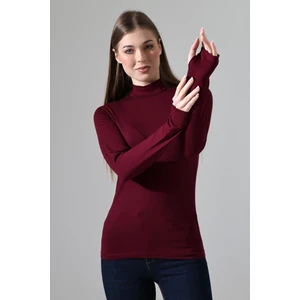 Kadın Parmak Detaylı Body 21756 Bordo