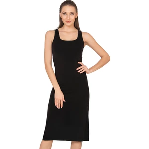 Özkan Underwear Özkan 27372 Kadın Premium Kumaş Viskon Diz Altı Uzun Esnek Rahat Kalın Askılı Kombinezon Elbise Jüpon Astar