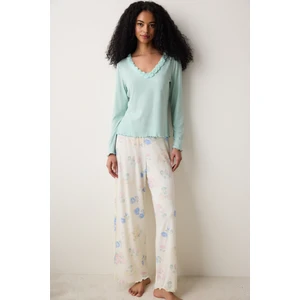 Marina Solid Tişört Açık Yeşil Pijama Üstü