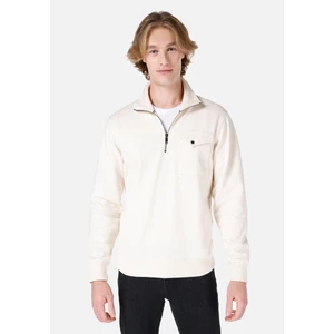 Regular Fit Fermuarlı Yaka Basic Taş Erkek Uzun Kol Tişört