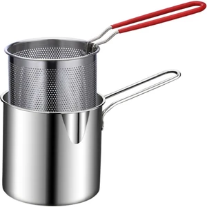 Paslanmaz Çelik Derin Kızartma Pot Tempura Patates Kızartması Fritöz Süzgeç ile Tavuk Kızarmış Tavalar Mutfak Pişirme Aracı (Yurt Dışından)