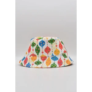 Desenli Kova Balıkçı Şapka Bucket Hat-Beyaz