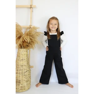 Parla Kids Kız Çocuk Berlin Siyah Pamuklu Fırfırlı Bağlama Detaylı Tulum