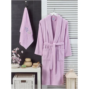 Leylak Havlulu Bornoz 2'li Set