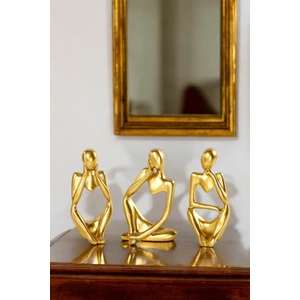 3’lü Beyaz Heykel Biblo Seti Dekoratif Süs Eşyası Dekoratif Masa Süsü Model 5