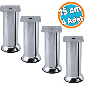 Mobilya Ayak Krom Baza Koltuk Kanepe Yatak Çekyat Destek Ayağı 15 cm Metal Yükseltici Ayaklar 4 Adet