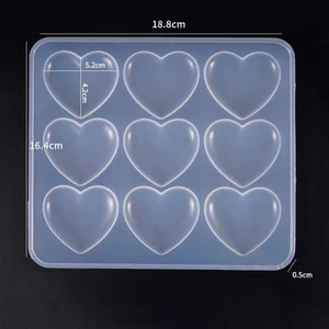 Epoksi Reçine Silikon Kalıp Ithal Dokuzlu Kalp Figürlü Magnet Silikon Kalıp HB45215 - 0006
