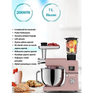 Sm 1511BML LED Ekranlı Kıyma Çekme Aparatlı Blender Stand Mikser Mutfak Şefi