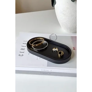 Siyah Sunumluk Takı Tabağı Dekoratif Tepsi Obje Ev Dekorasyon Model 21