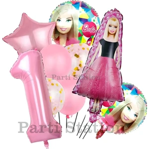 Barbie Konsept 1 Yaş Balon Set Barbie Tema Doğum Günü Folyo Balon Set