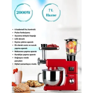 Sm 1511BML LED Ekranlı Kıyma Çekme Aparatlı Blender 7 Litre Stand Mikser Mutfak Şefi