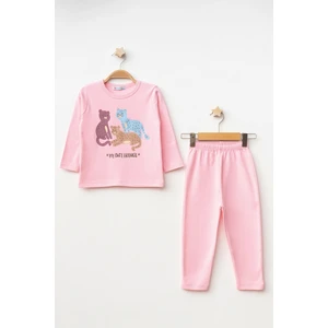Kedi Desenli Uzun Kol Pijama Takımı 74167