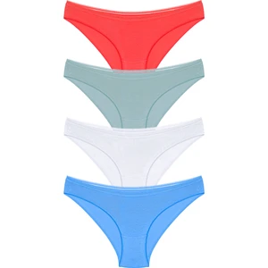 4 Adet Dantel Işlemeli Bikini Külot Mint, Bej, Beyaz, Somon