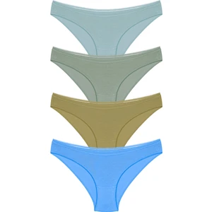 4 Adet Dantel Işlemeli Bikini Külot Mint, Bej, Beyaz, Somon