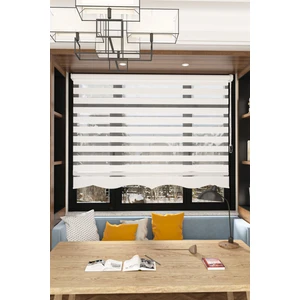 Modern Beyaz Pliseli Etek Dilimli Zebra Stor Perde