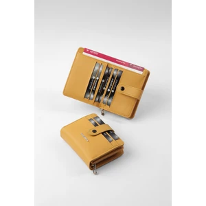 Cengiz Pakel Cengiz Pakel Kadın Mini Boy Çıt Çıt Detaylı Cüzdan – 65315M - Hardal