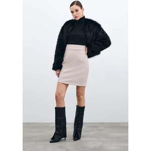 Şardonlu Deri Etek - Taş