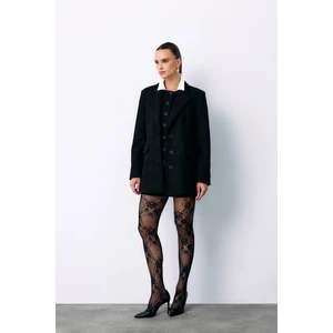 Düğmeli Süet Ceket - Siyah