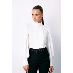 Nervür Detaylı Bluz - Ekru