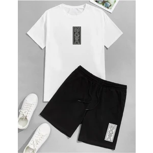 Unisex Nasa Minimal Baskılı Oversize T-Shirt ve Şort Kombin