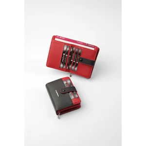 Cengiz Pakel Cengiz Pakel Kadın Mini Boy Çıt Çıt Detaylı Cüzdan – 65315M - Siyah/kırmızı