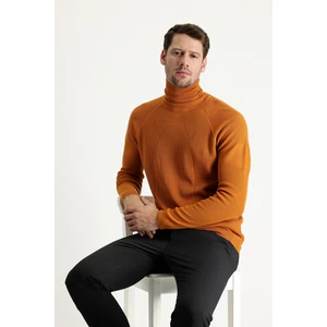 Balıkçı Yaka Slim Fit Dar Kesim Desenli Pamuklu Triko Kazak