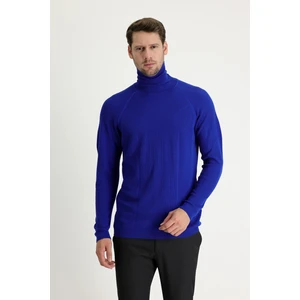 Balıkçı Yaka Slim Fit Dar Kesim Desenli Pamuklu Triko Kazak