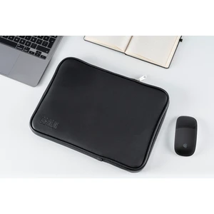 Los Caja 13” - 14" İnç Su Geçirmez, Vegan Deri Ve Fermuar Özellikli Macbook & Tablet & Laptop Çantası (Siyah)