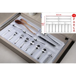 Bozhouse 16'lı Set Modüler Kaşıklık Organizer Çekmece Içi Şeffaf Düzenleyici Tahta Kaşık Drawer Organizer