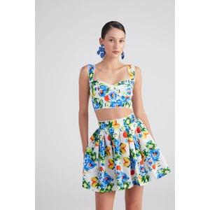 Gloplu Desenli Askılı Ravello büstiyer Mavi