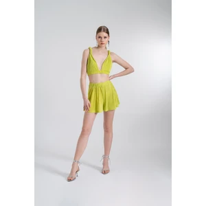Holly Lolly Beli Lastikli Mini Comfy Şort Yeşil