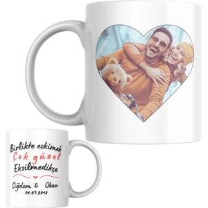 Mug Station Sevgililer Günü Özel Baskılı Kupa Bardak/Mug - Birlikte Eskimek Çok Güzel