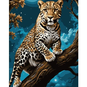 Sayılarla Boyama Kasnaklı Tablo Seti Fırça Boya Dahil 40X50 Kahverengi Leopar