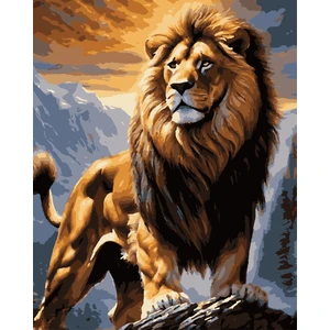 Sayılarla Boyama Kasnaklı Tablo Seti Fırça Boya Dahil 40X50 Aslan