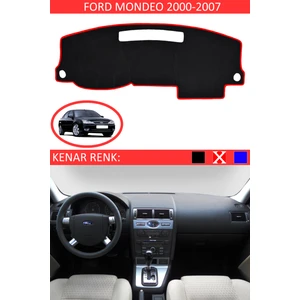 Ford Mondeo 2000-2007 Için Uygun Torpido Koruma Halısı Siyah Kenar Renk Kırmızı