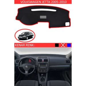 Volkswagen Jetta 2005-2010 Için Uygun Torpido Koruma Halısı Siyah Kenar Renk Kırmızı