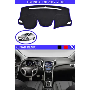 Hyundai I30 2012-2018 Için Uygun Torpido Koruma Halısı Siyah Kenar Renk Mavi