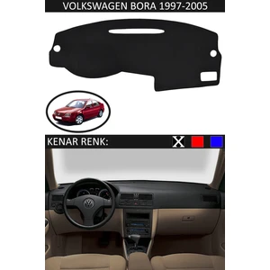 Volkswagen Bora 1997-2005 Için Uygun Torpido Koruma Halısı Siyah Kenar Renk Siyah