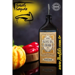 500ML Amber Renkli  Premium Vintage Zeytinyağı Şişesi Parlak Metal  Şişe Dökücülü
