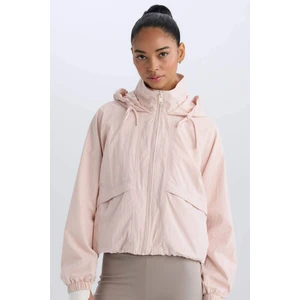 Su Geçirmez Kumaş Kapüşonlu Fermuarlı Cepli İnce Yağmurluk D5753AX25SP