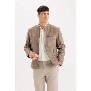 Slim Fit Dar Kesim Dik Yaka Fermuarlı Süet Görünümlü Mevsimlik Baharlık Mont D5977AX25SP