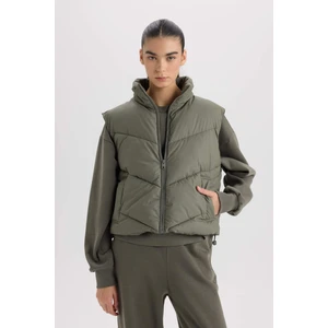 Regular Fit Dik Yaka Kapitoneli Fermuarlı Cepli Şişme Yelek D5759AX25SP