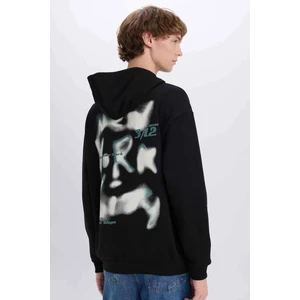 Boxy Fit Kapüşonlu Sırt Baskılı Sweatshirt D8021AX25SP