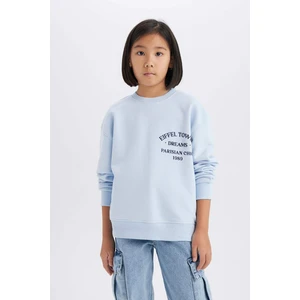 Kız Çocuk Relax Fit Bisiklet Yaka Baskılı Sweatshirt D8546A825SP