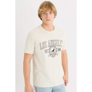 %100 Pamuk Regular Fit Bisiklet Yaka Baskılı Kısa Kollu Tişört D5577AX25SP