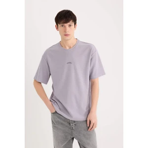 Boxy Fit Bisiklet Yaka Baskılı Kısa Kollu Tişört D6946AX25SP